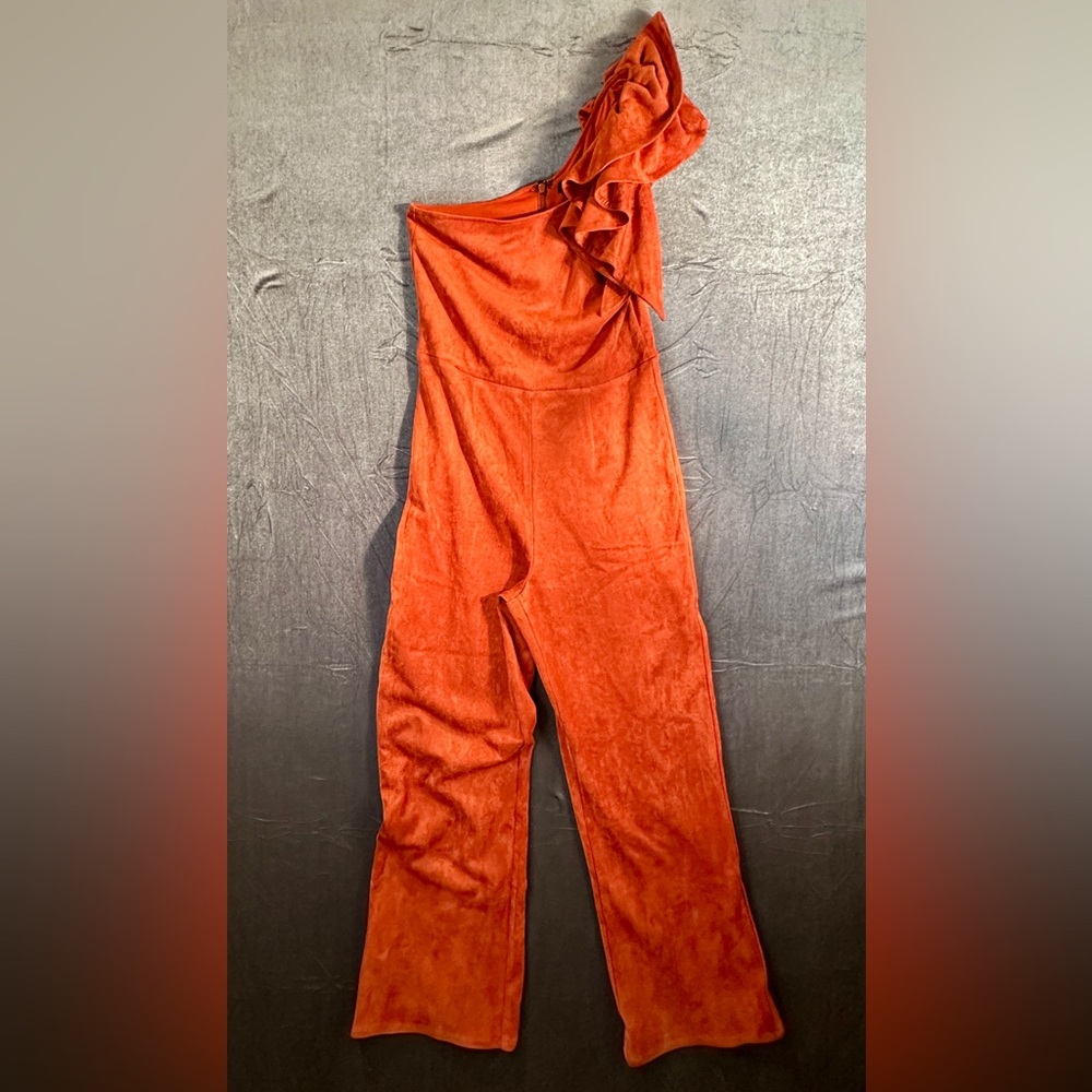 Sugarlips Orange Wide-Leg Jumpsuit with Draped Detail